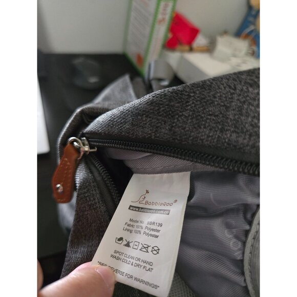 BabbleRoo Gray Diaper Bag Backpack Changing Pad Stroller Straps Pacifier Case - Picture 8 of 11